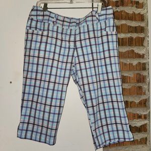 Adidas Plaid Crops Capris Climalite Multi Pockets Size 8